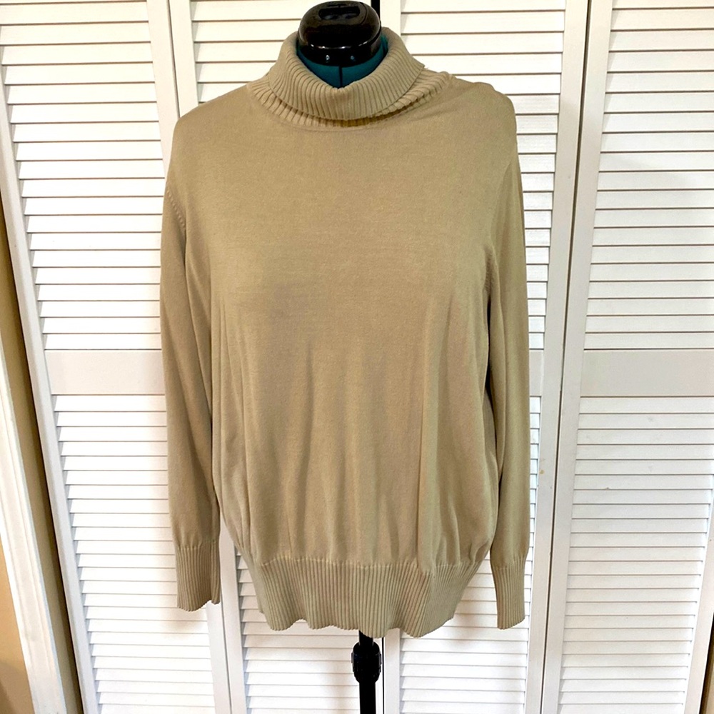 Preston & York II Beige Size 2X Silk-blend Turtleneck Sweater